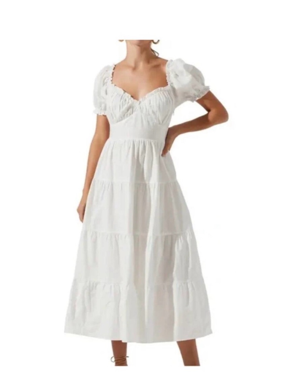 Astr the label short sleeve cinched bust midi dress